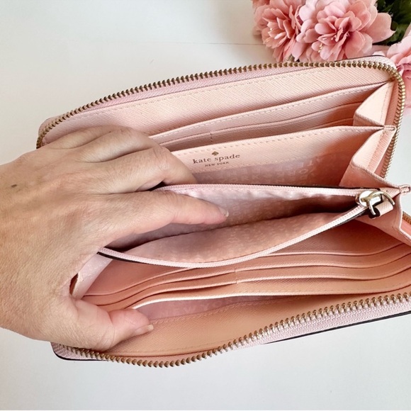 Kate Spade New York Laurel Way Neda Dusty Peony Saffiano Leather Large Wallet - Picture 8 of 16